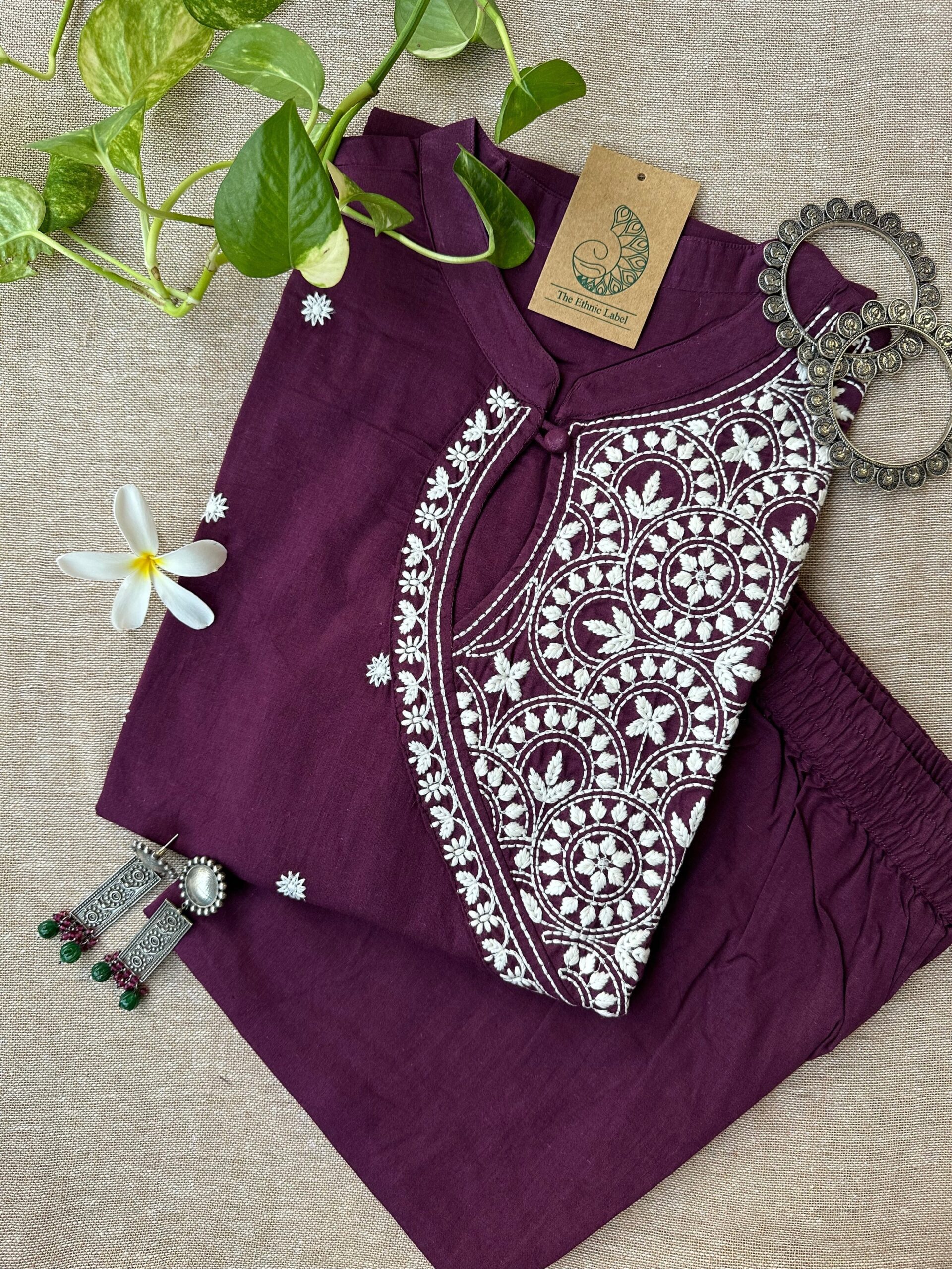 338FB177-530A-4E04-A7C6-678E421A43E6-scaled-1.jpg "Roohani" Burgundy Chikankari Kurta Set(2pc) - Image 1