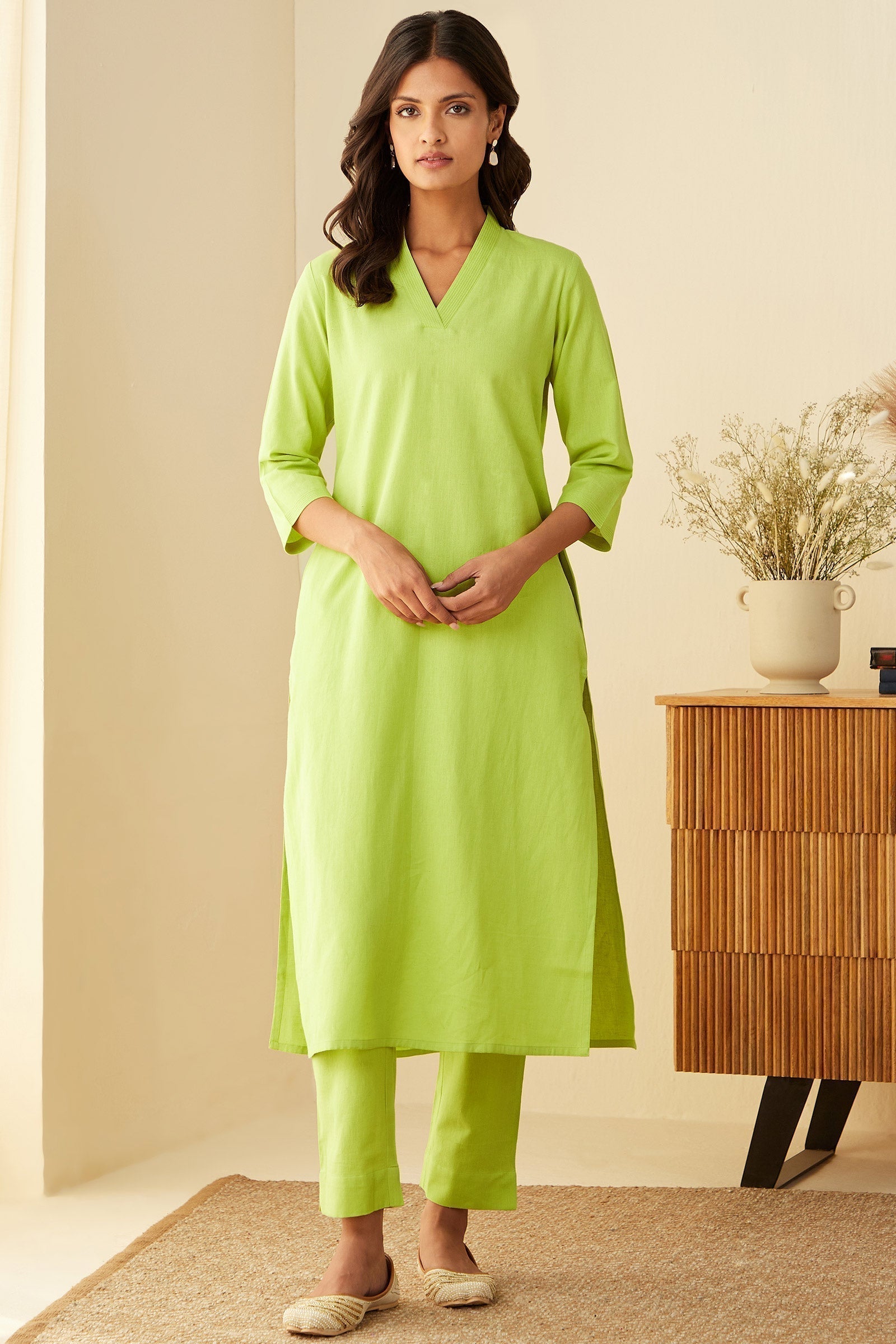 3_179_866.jpg Roza Seher Lime Green Kurta - Image 1