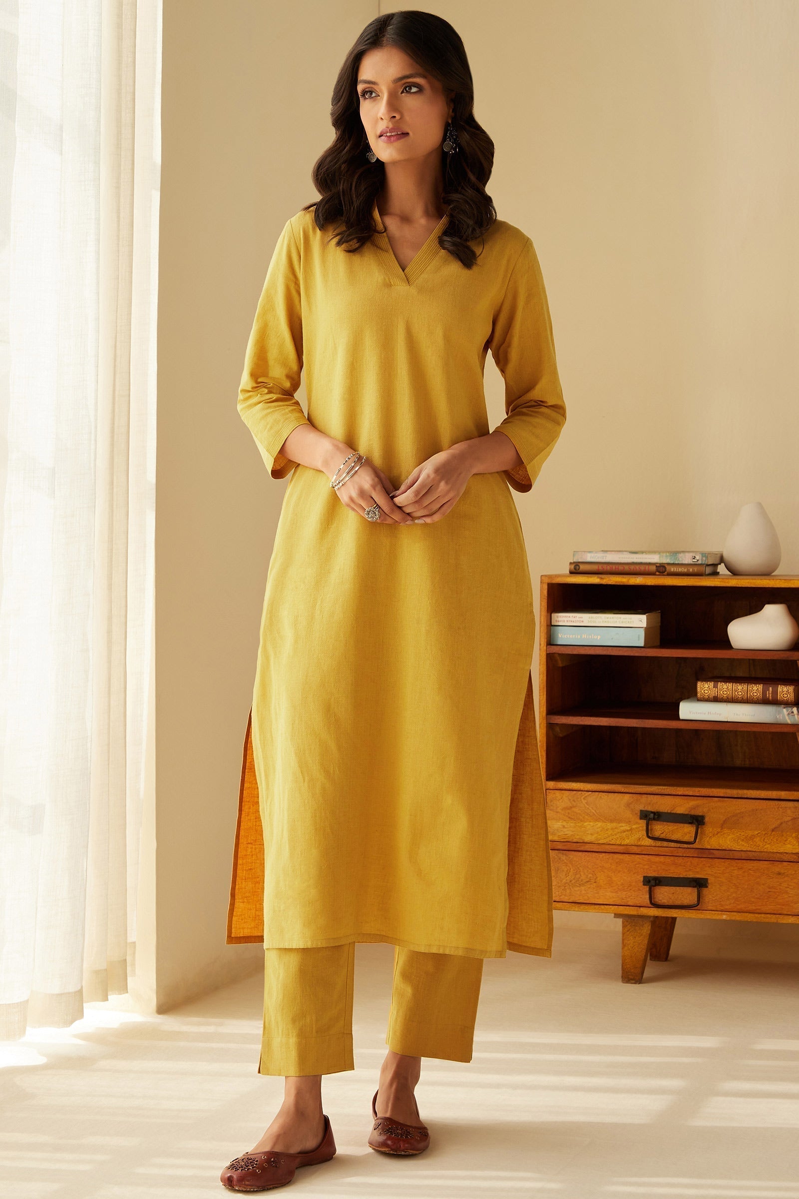 3_180_132.jpg Roza Seher Mustard Kurta - Image 1