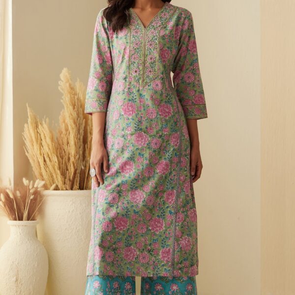 Rosheen Dahlia Sanganeri Kurta