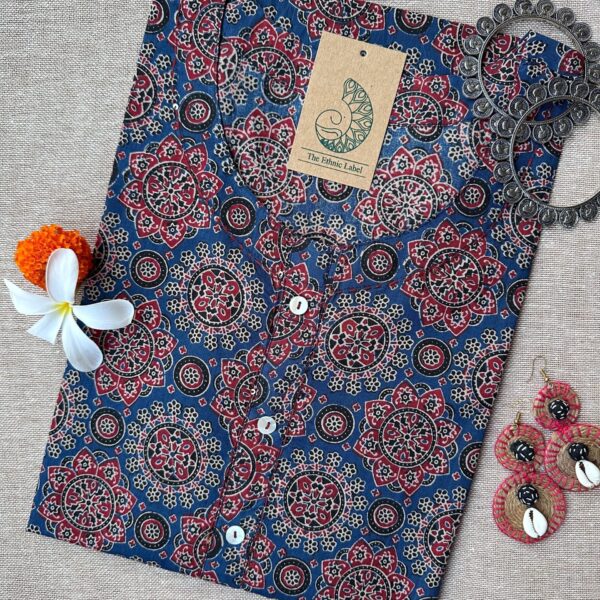 "Roshan" Ajrakh Hand Block Printed  Cotton kurta