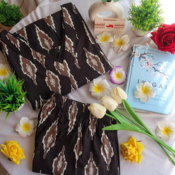 Blush Black Ikkat Office/Regular Wear Suit Set - Blend of Fun