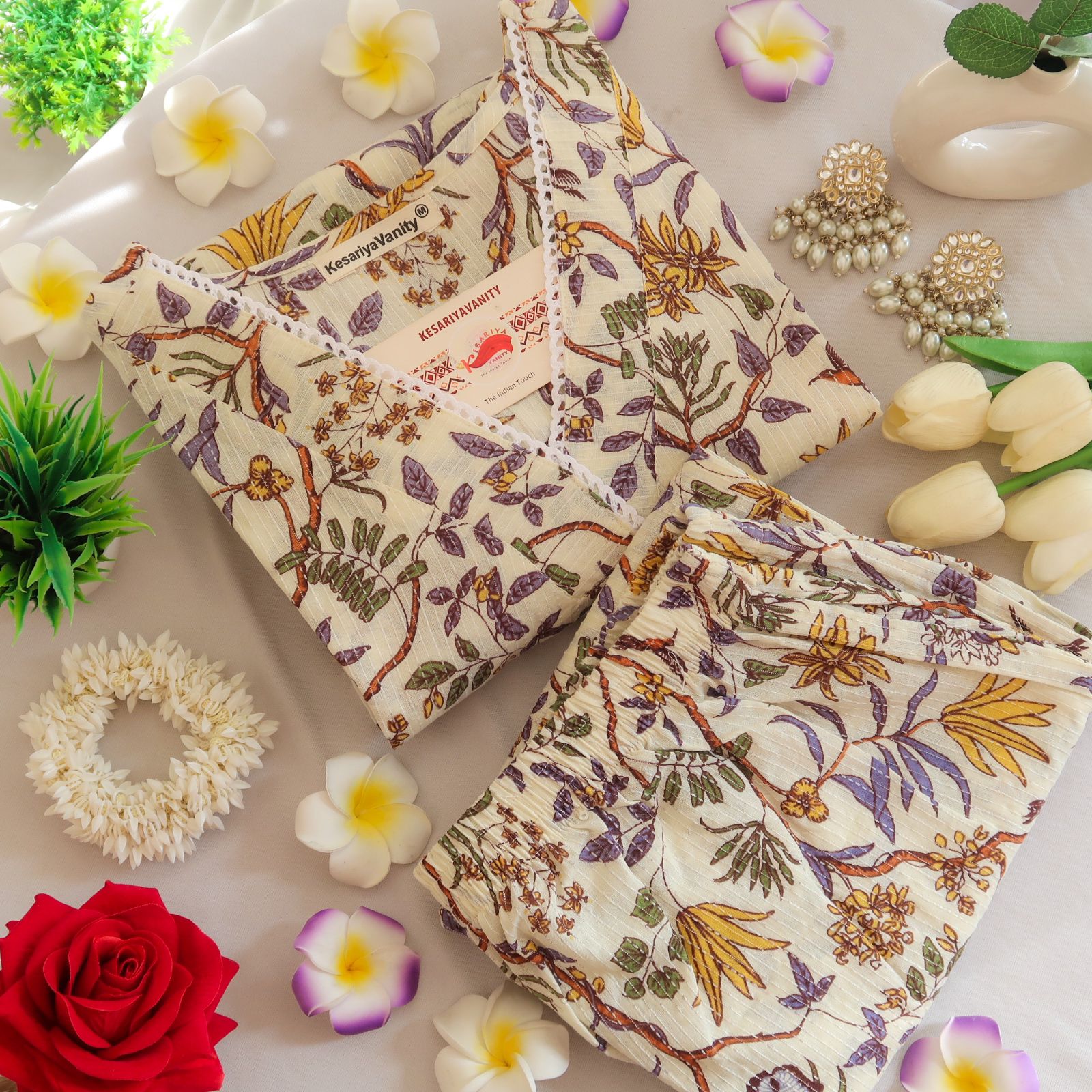 IMG-20240321-WA0018.jpg Blooming Petals Kantha Lace Suit Set - Sukoon 2.0 (Slim Fit) - Image 1