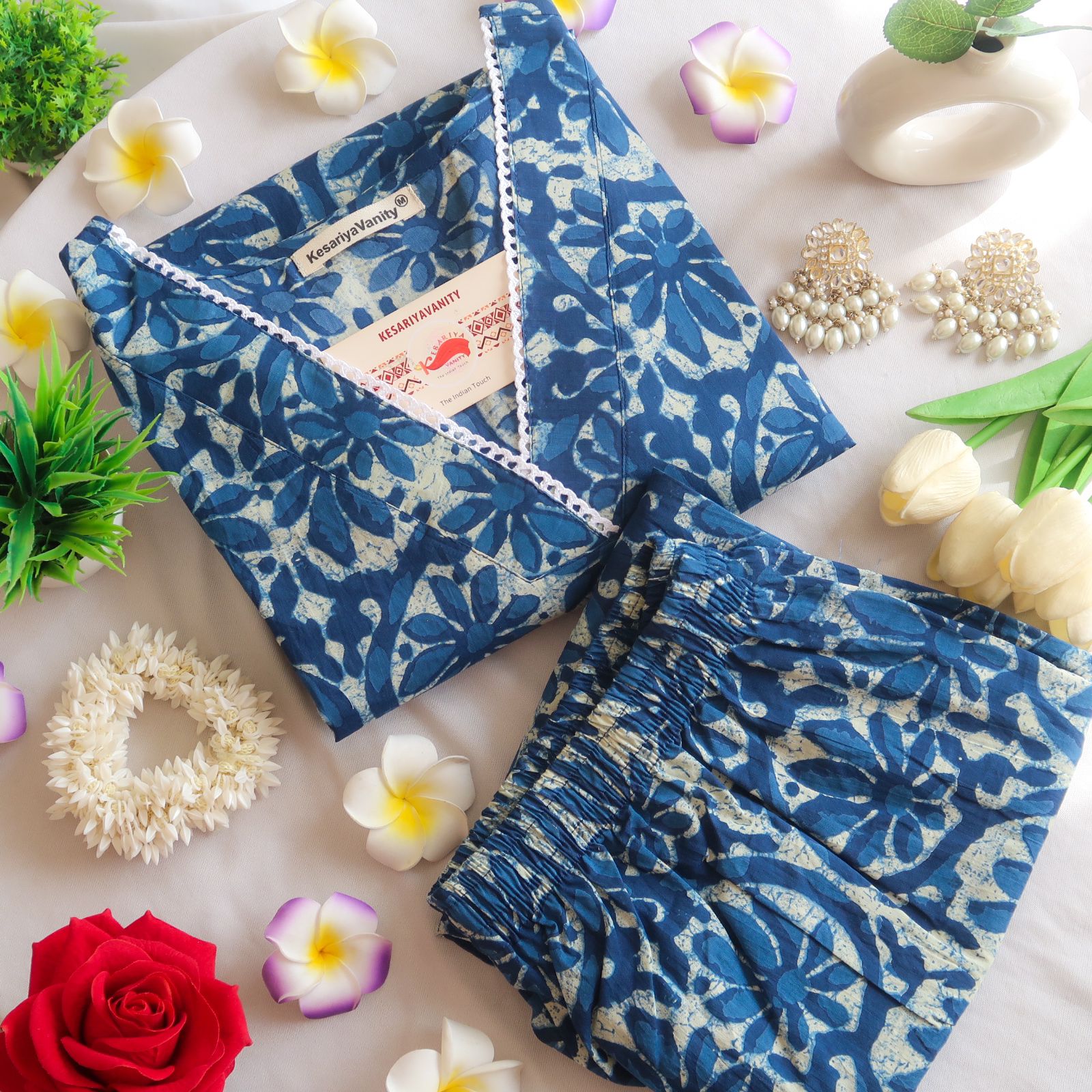 IMG-20240321-WA0024.jpg Moonlit Indigo Garden Lace Suit Set - Sukoon 2.0 (Slim Fit) - Image 1