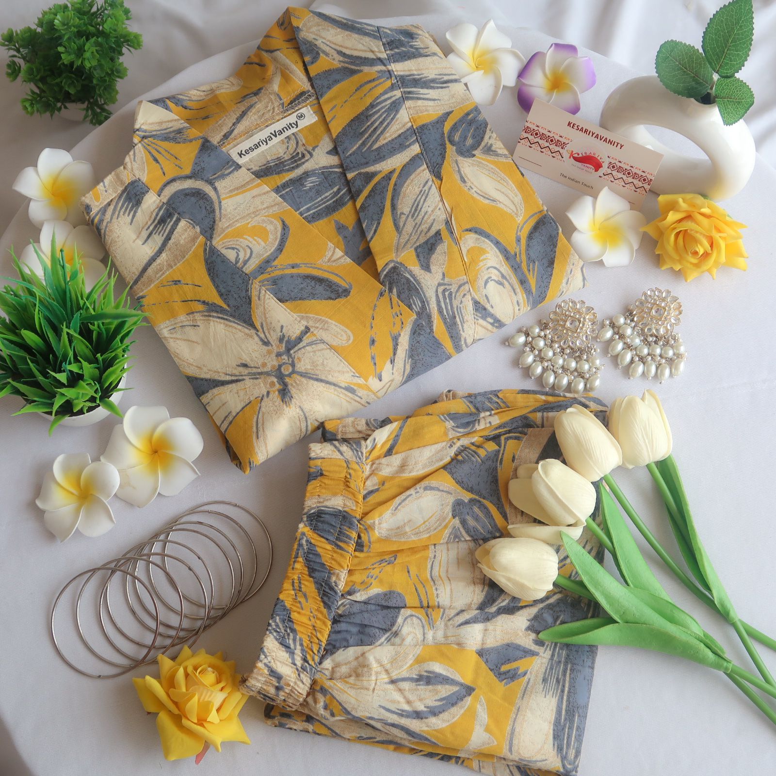 IMG-20240531-WA0041_69b4d549-dfa4-40f6-bb37-f68eb8e3eabd.jpg Mustard Lily's V-Neck Suit Set - Image 1