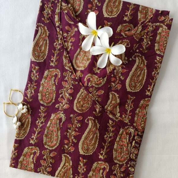 "Maham" hand block printed angrakha cotton Kurta