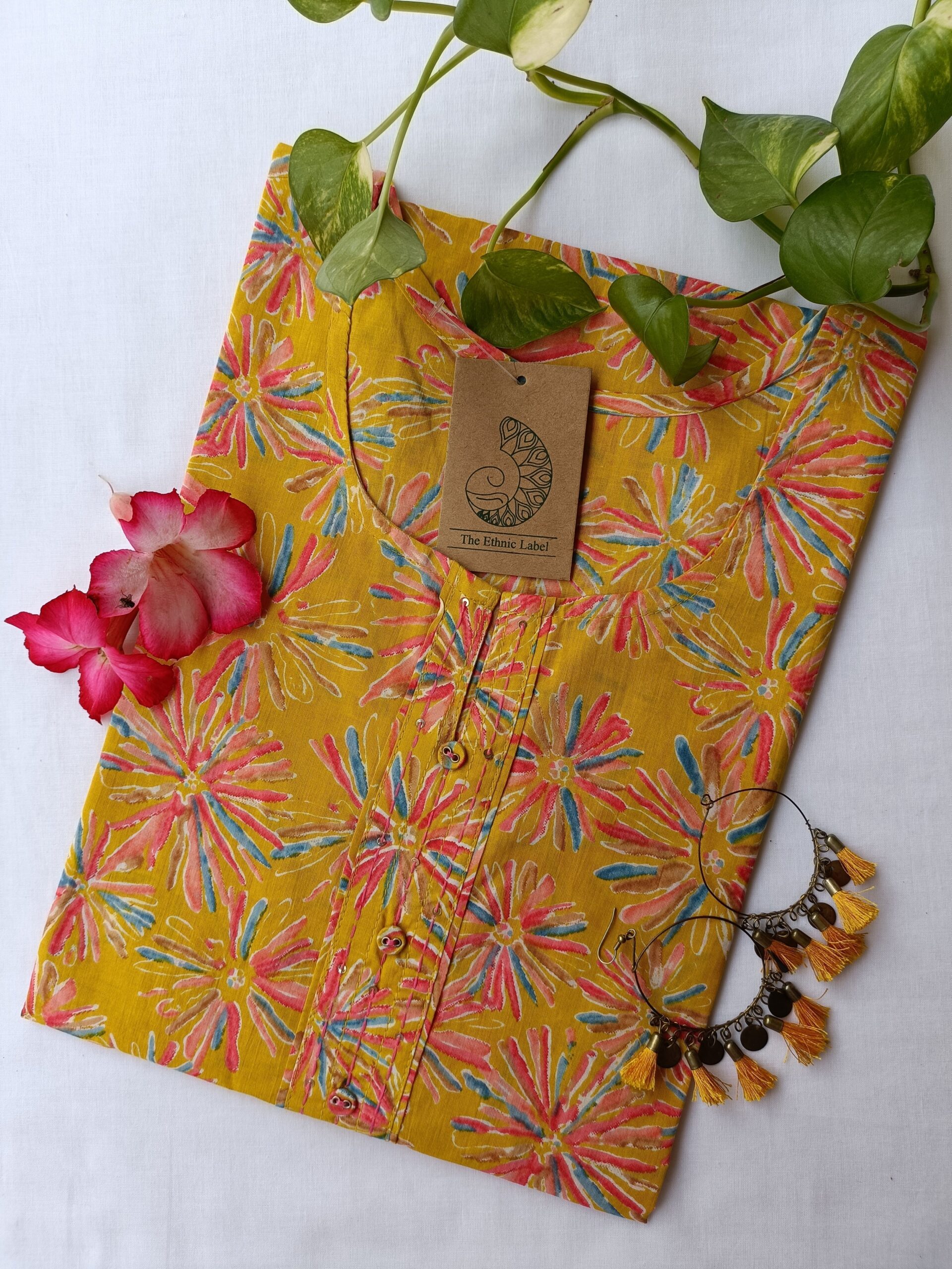 IMG20230810145405-scaled-1.jpg "Jashn" Mustard cotton Kurta - Image 1