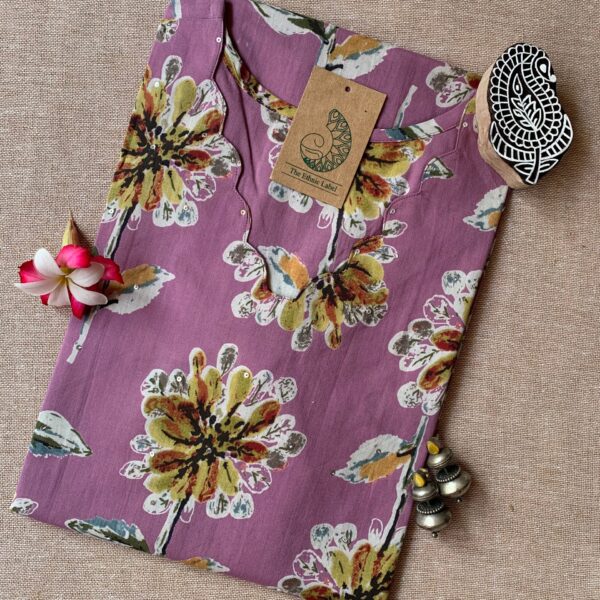 "Shifa" Hand Block Printed Scalloped Cotton kurta