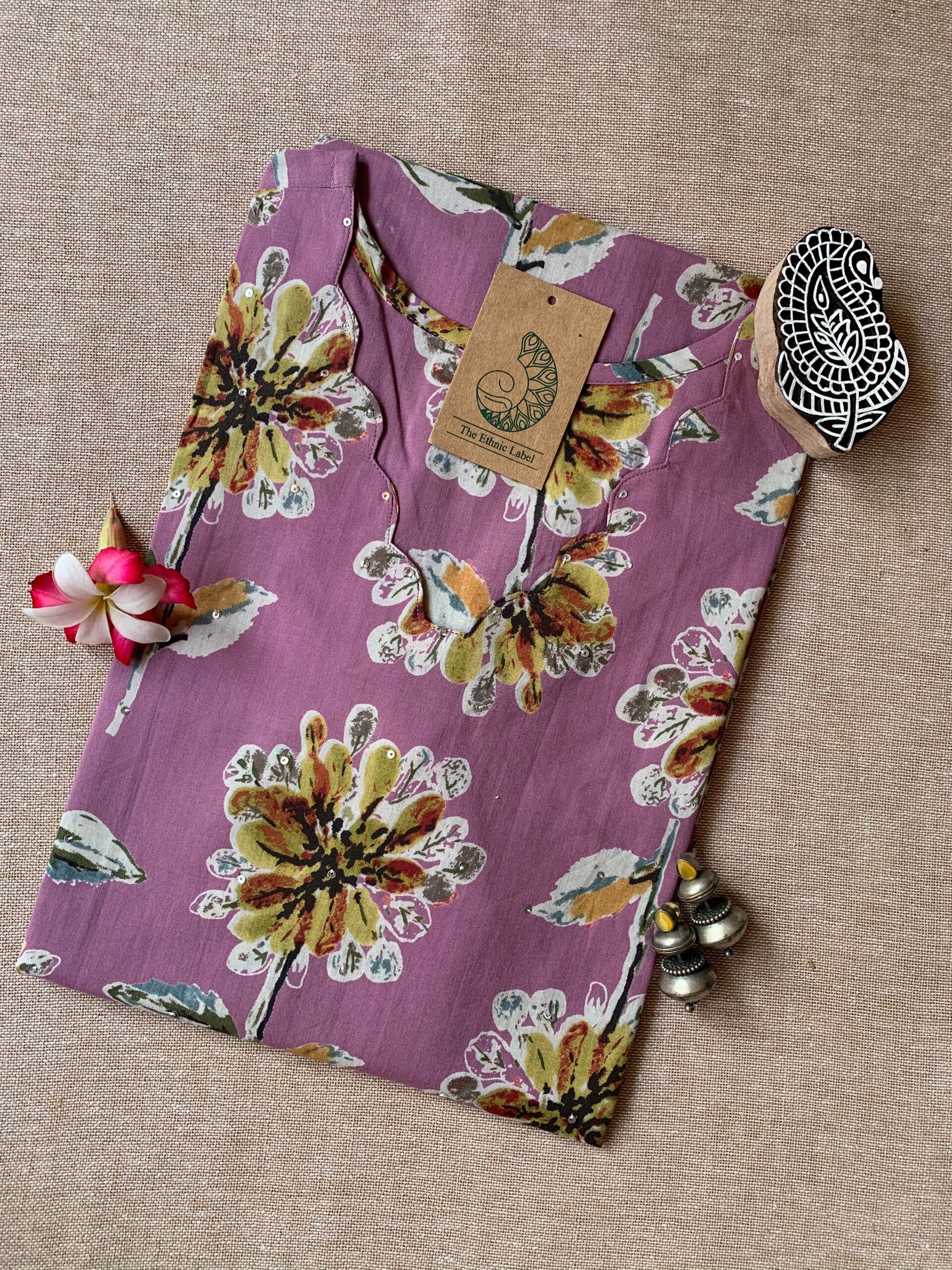 IMG_1305-scaled-1.jpg "Shifa" Hand Block Printed Scalloped Cotton kurta - Image 1