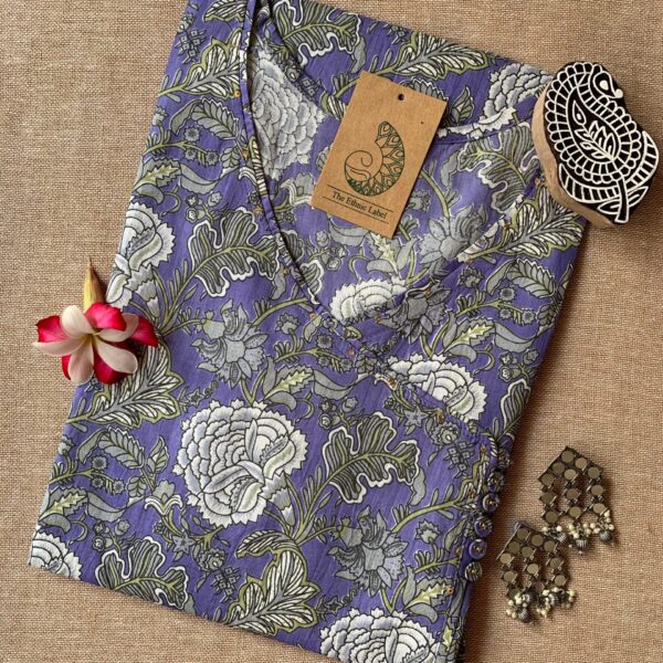 "Shama" Hand Block Printed Angrakha Cotton kurta (S to 5XL)