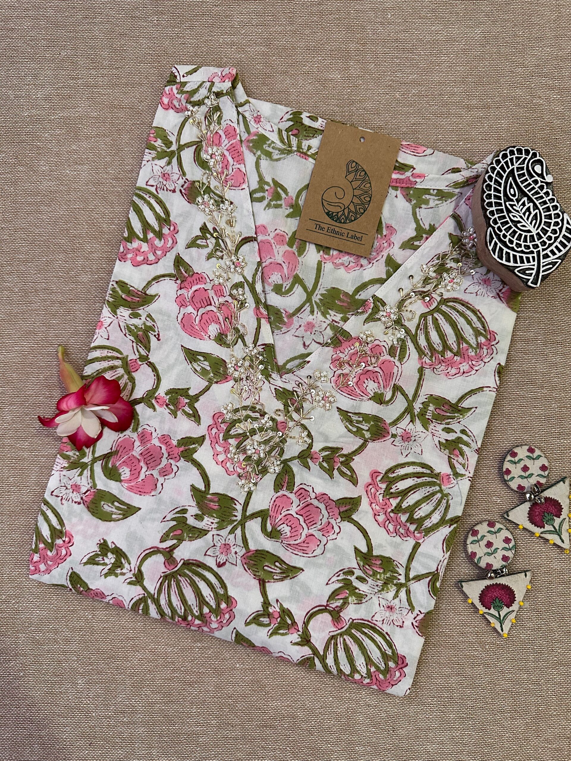 IMG_1355-scaled-1.jpg "Suhani" Hand Work Embellished Cotton kurta - Image 1