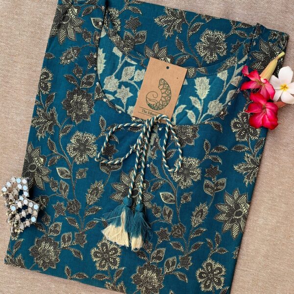 "Sunaina" Hand Block Printed Laced Cotton kurta - Big Size