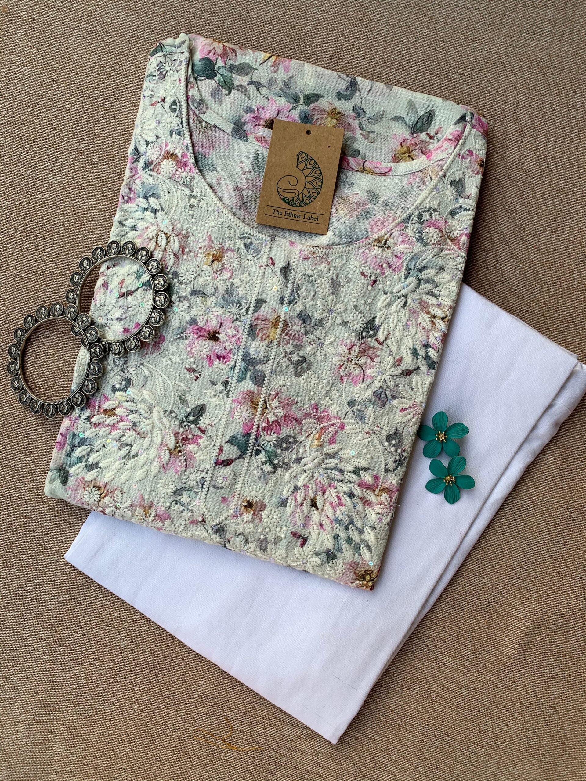 IMG_1498-scaled-1.jpg "Aaloka" Chikankari Kurta with Pants (2pc) - Big Size - Image 1