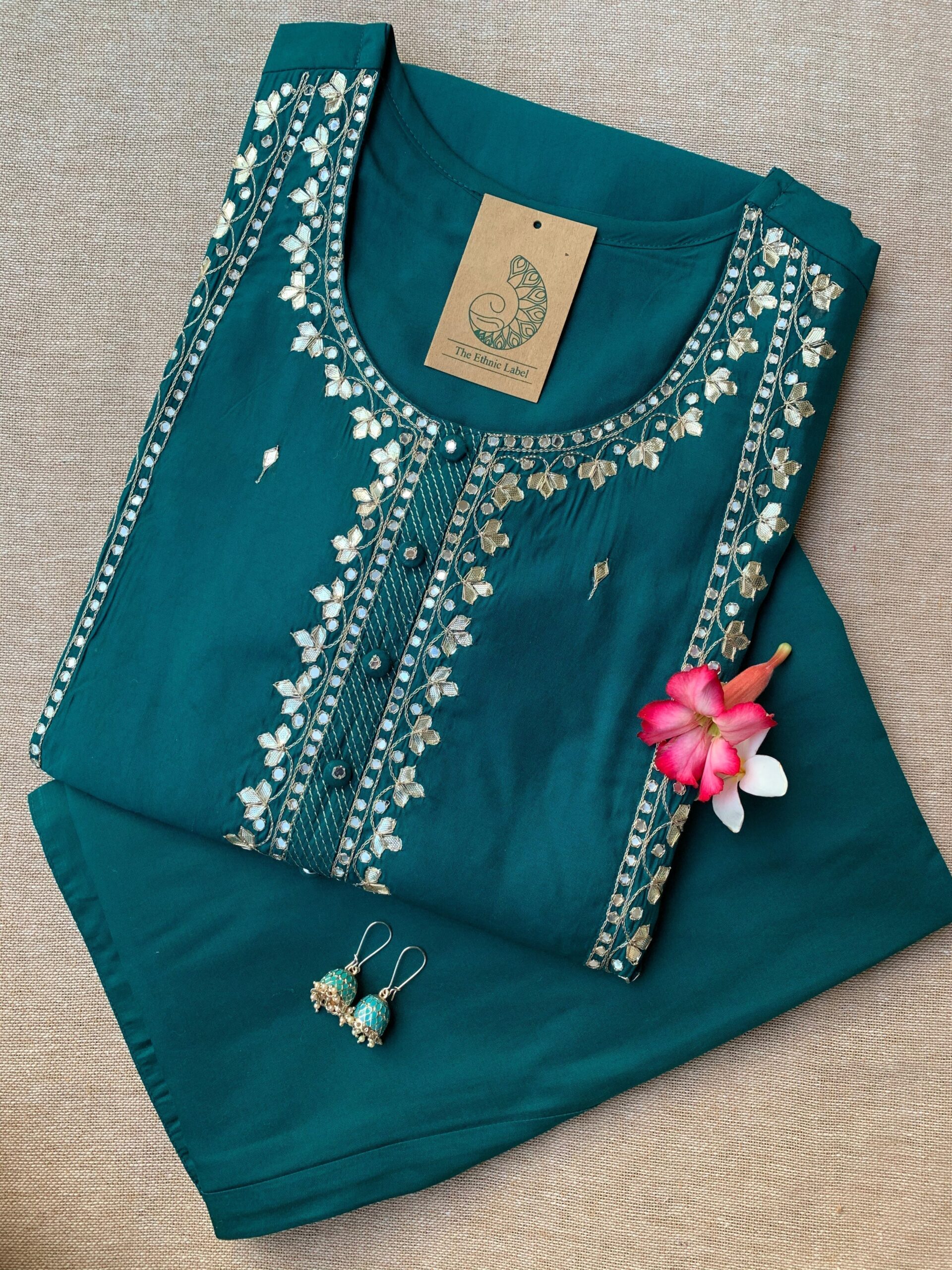 IMG_1525_b5b90ff9-3f2e-4e9e-b148-fd606e2e31e9-scaled-1.jpg "Simran" hand embroidered Silk Kurta Set(2pc) - Image 1