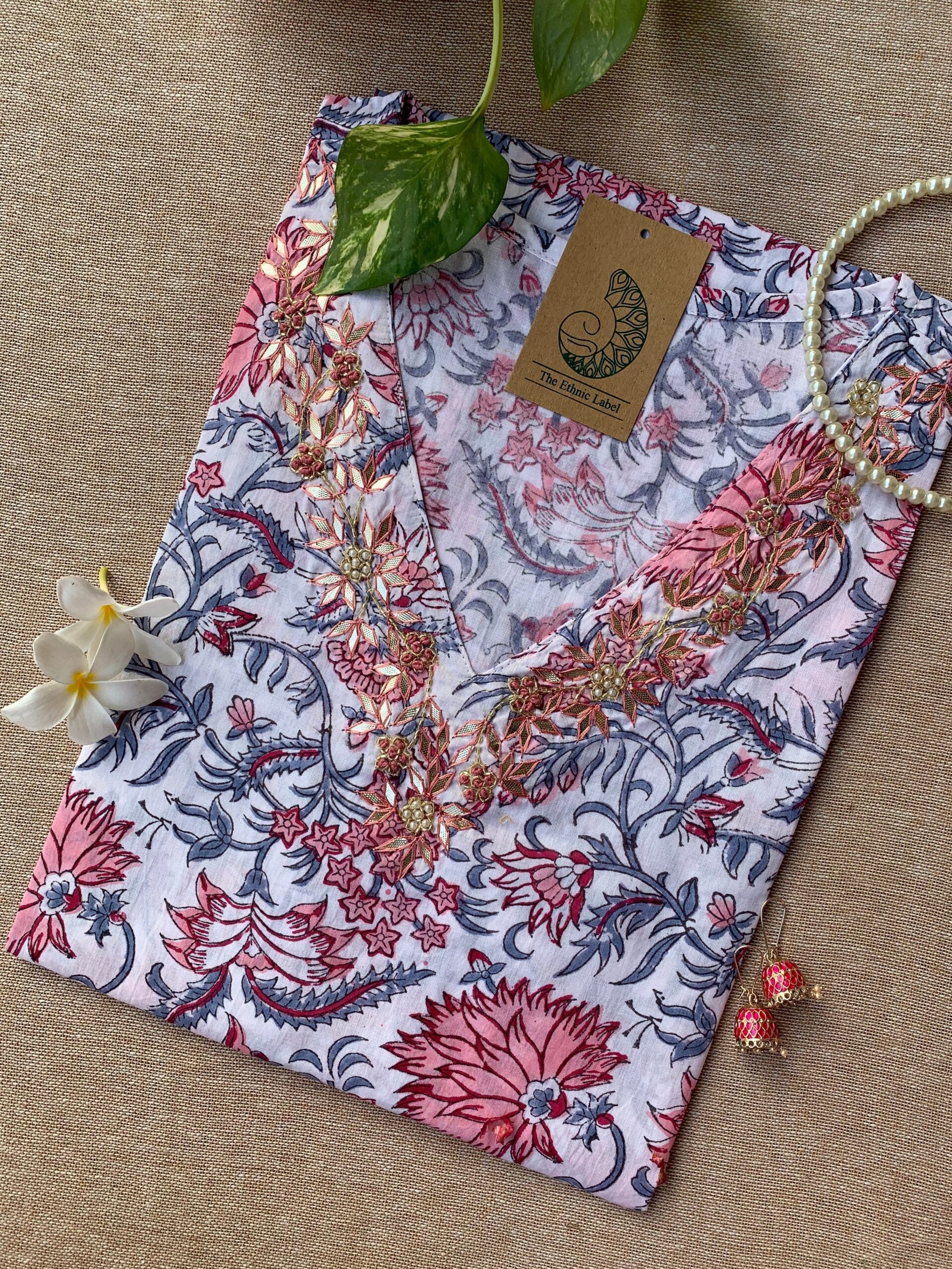 IMG_2303-scaled-1.jpg "Shweta" Hand Work Embellished Cotton kurta - Image 1