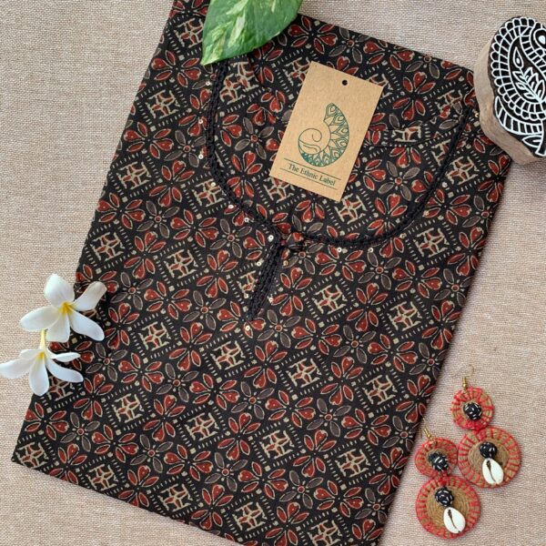 "Sudha" Ajrakh Hand Block Printed Cotton kurta
