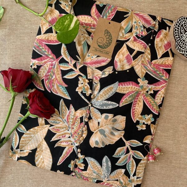 "Kamya" Buttoned Hand Block Printed Cotton kurta - Big Size