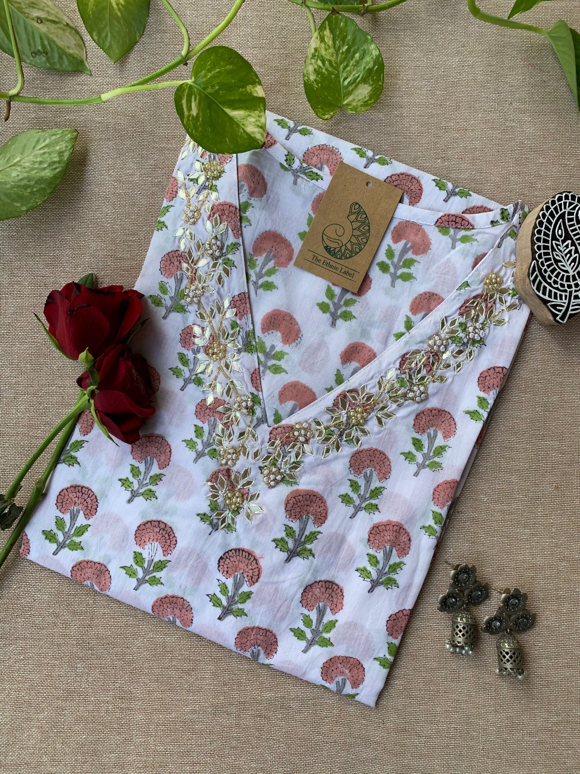 IMG_2921-scaled-1.jpg "Aana" Hand Work Embellished Cotton kurta - Image 1