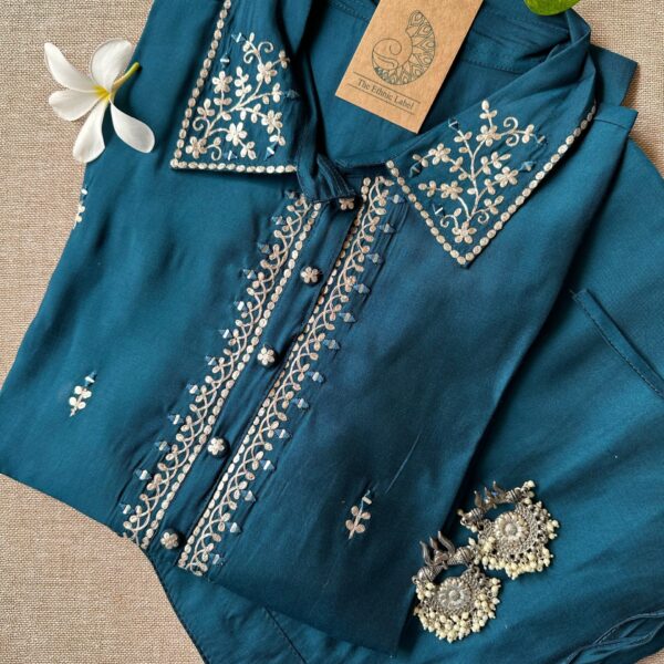 "Tara" Blue Handcrafted Co-ord Set(2 pc)