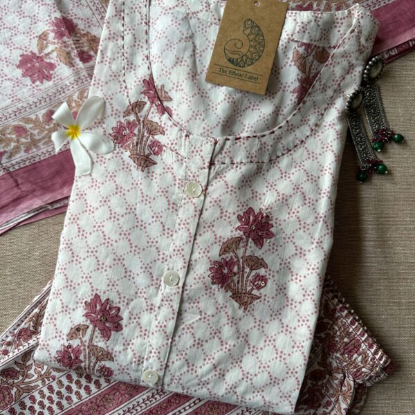 "Nazma" Cotton A line kurta set (3 pc)