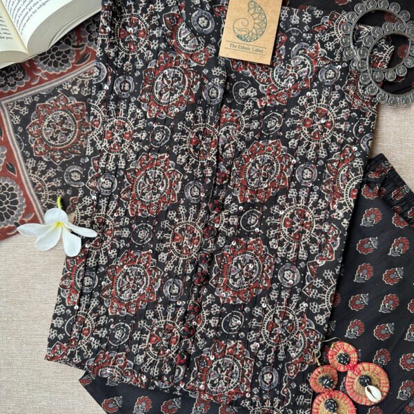 "Noora" Black Ajrakh hand block printed suit set(3 pc)