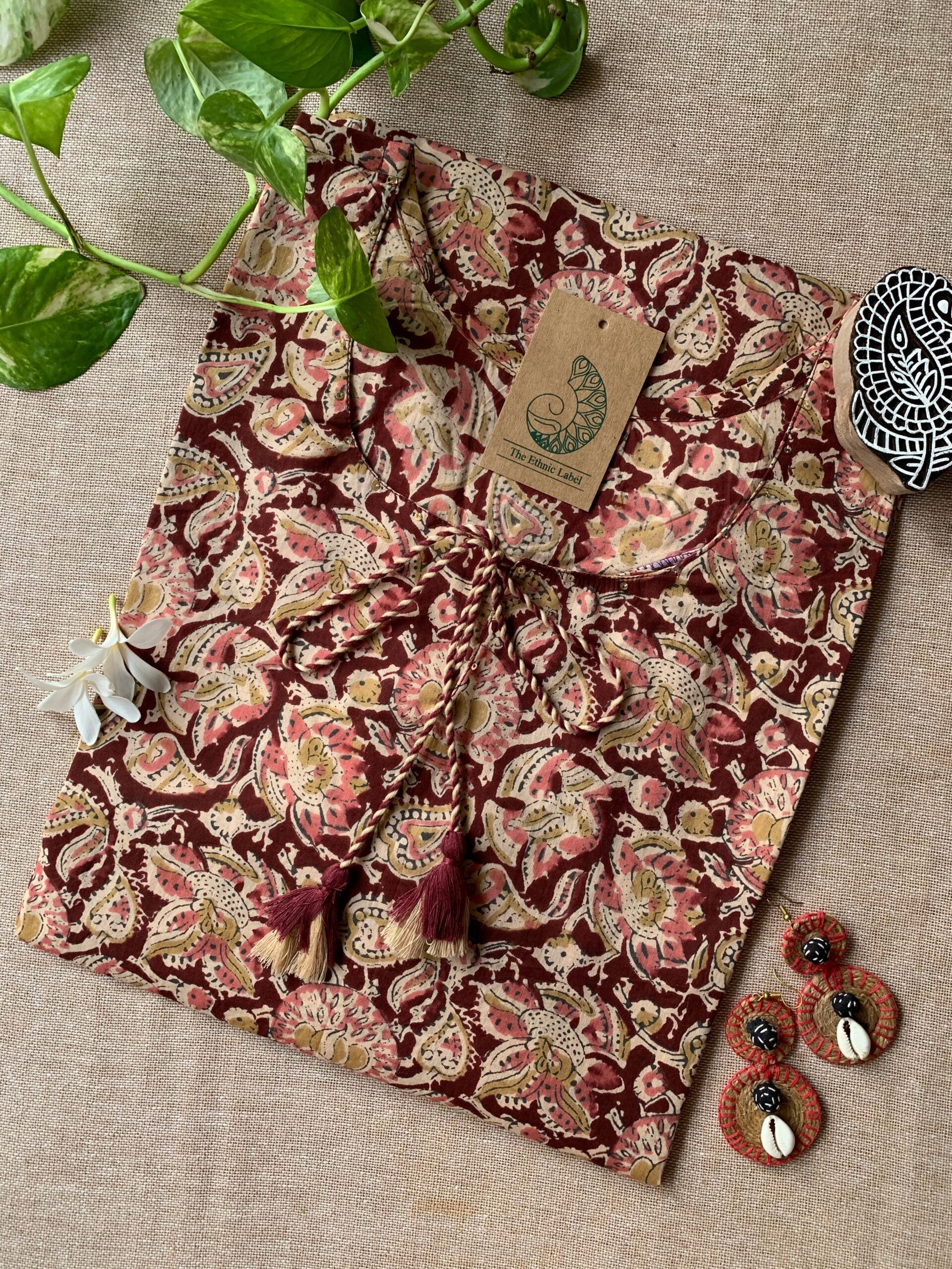 IMG_3648-scaled-1.jpg "Suri" Hand Block Printed Tassel Cotton kurta - Big Size - Image 1