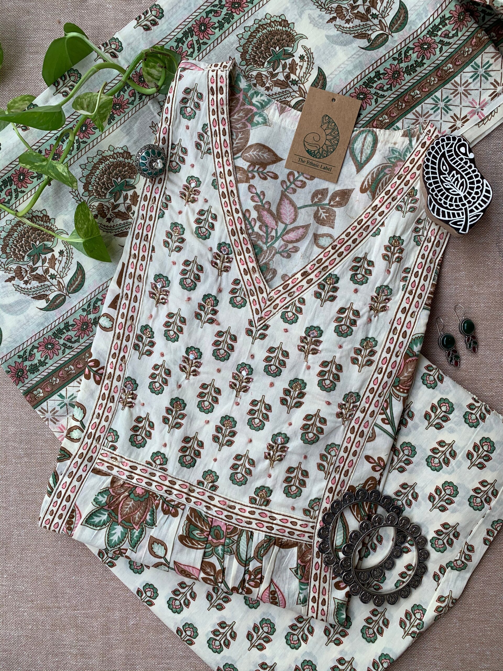 IMG_3761-scaled-1.jpg "Malini" Hand Block Printed Cotton Kurta Set(3pc) - Image 1