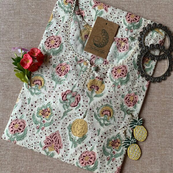 "Marigold" laced Cotton Kurta