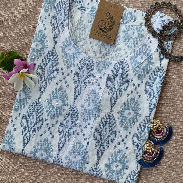 "Silver Spring" Hand Block Printed Cotton Kurta