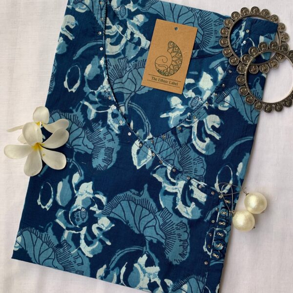 Summer Indigo Angrakha Cotton Kurta