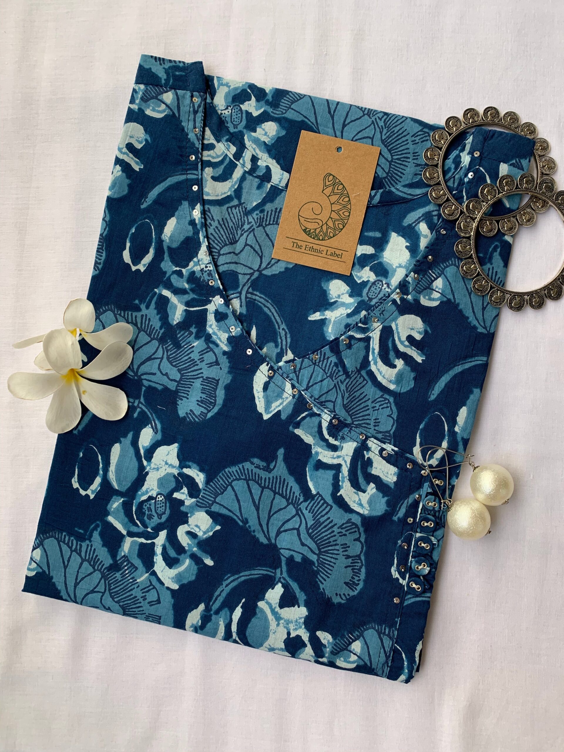 IMG_5731-scaled-1.jpg Summer Indigo Angrakha Cotton Kurta - Image 1