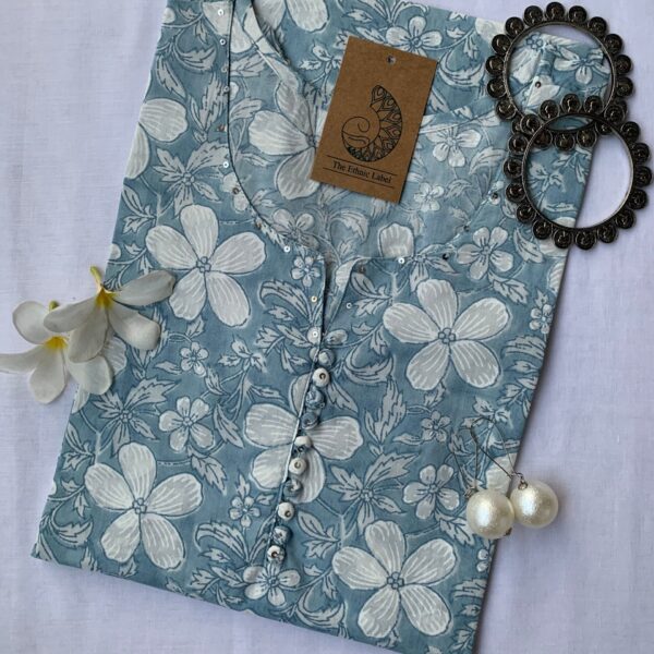 Grey "Lilly" Buttoned Cotton Kurta - XL