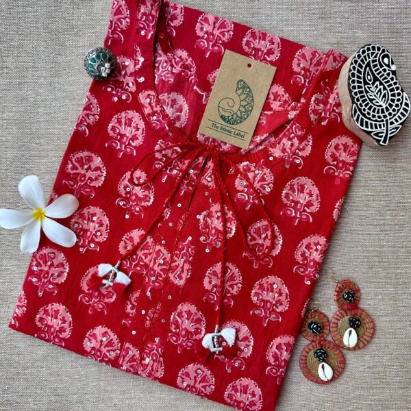 "Veena" Hand Block Printed Cotton kurta