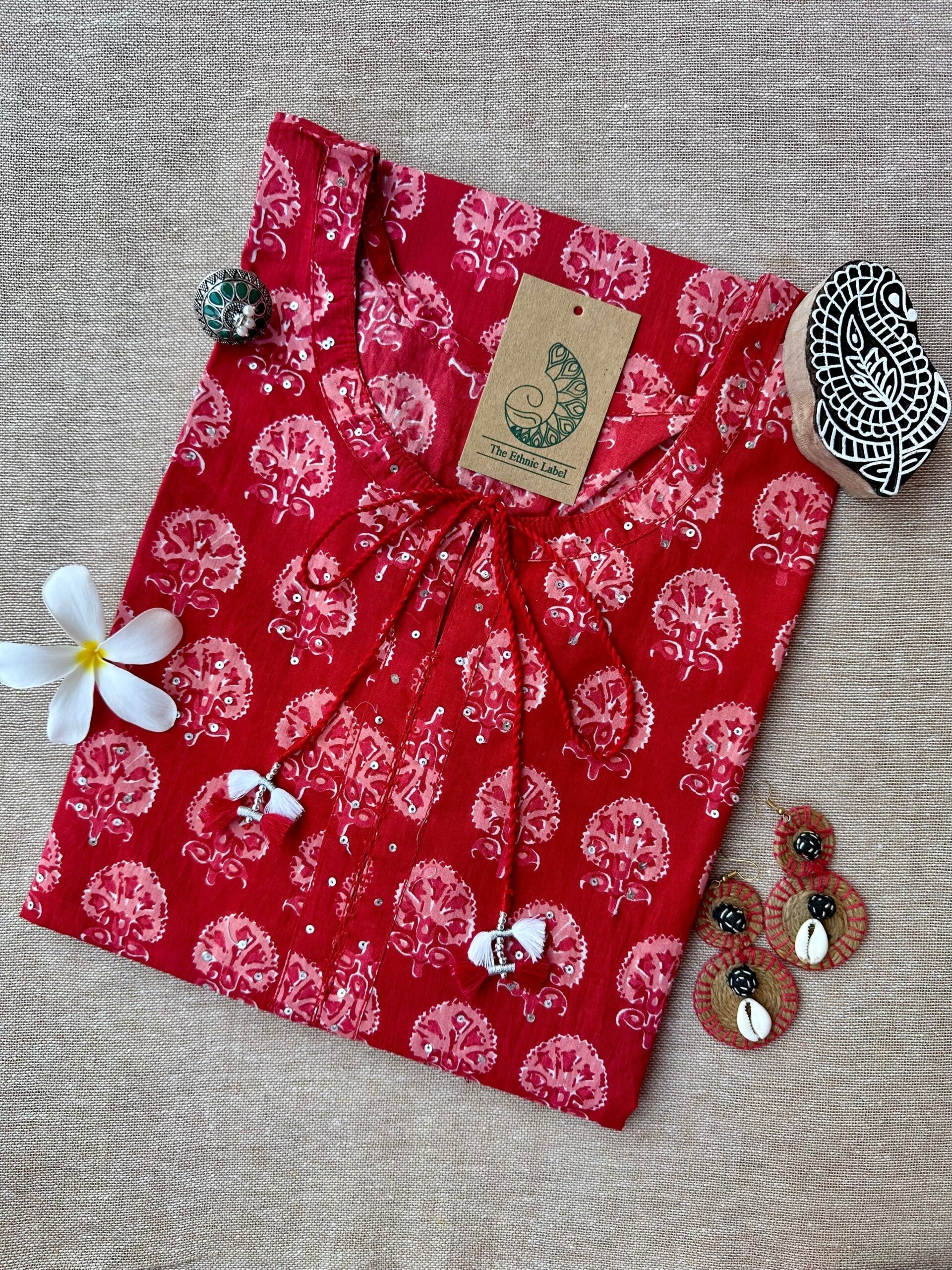 IMG_7518-scaled-1.jpg "Veena" Hand Block Printed Cotton kurta - Image 1