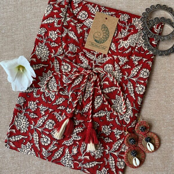 Maroon Bagru Tassel Cotton Kurta
