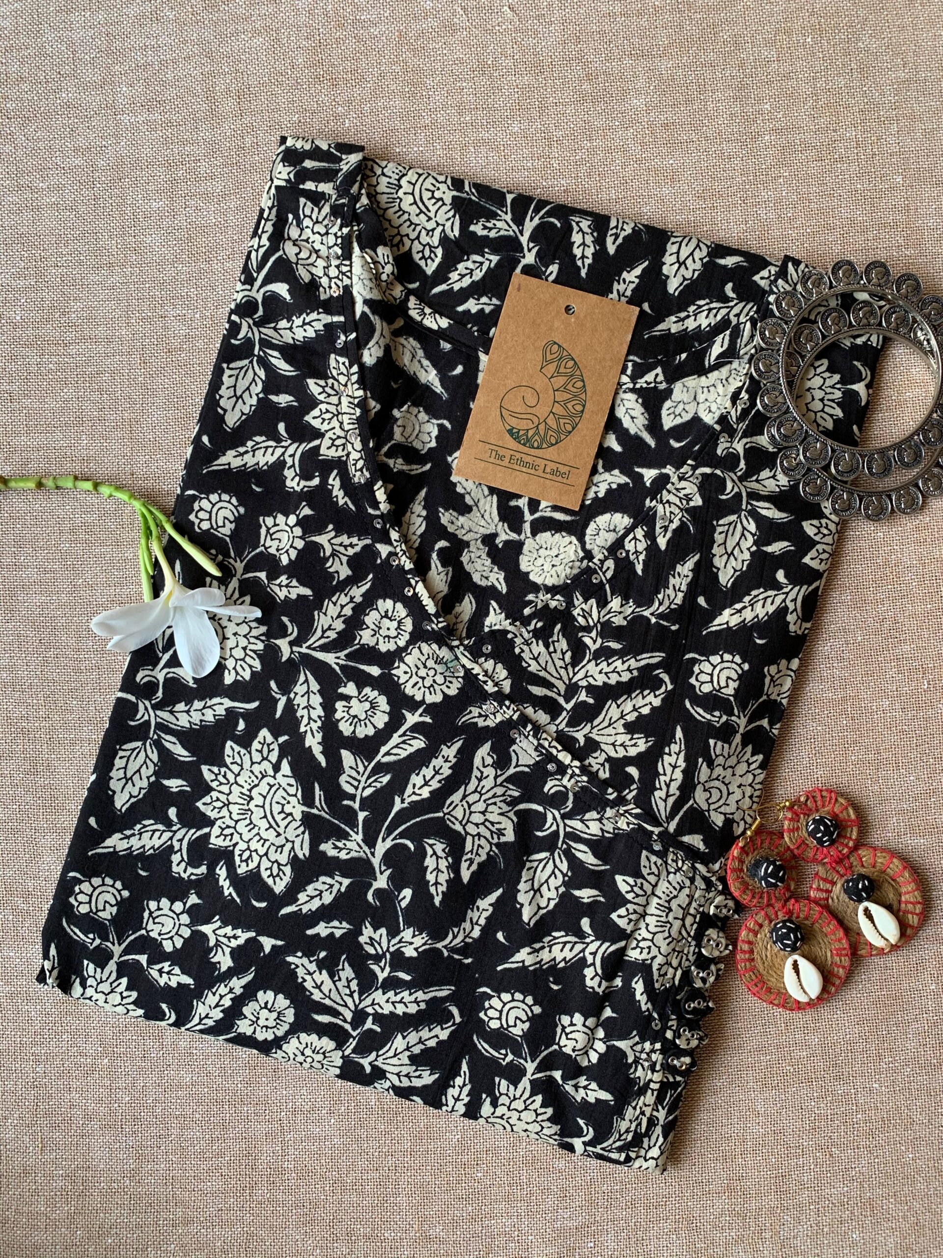 IMG_8044-scaled-1.jpg "Erum" Ajrakh Hand Block Printed Angrakha Cotton Kurta - Big Size - Image 1