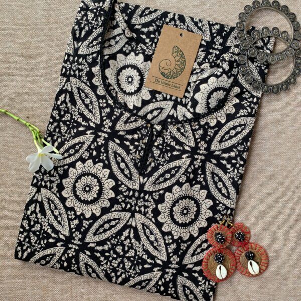 "Kajal" Ajrakh Hand Block Printed Cotton Kurta
