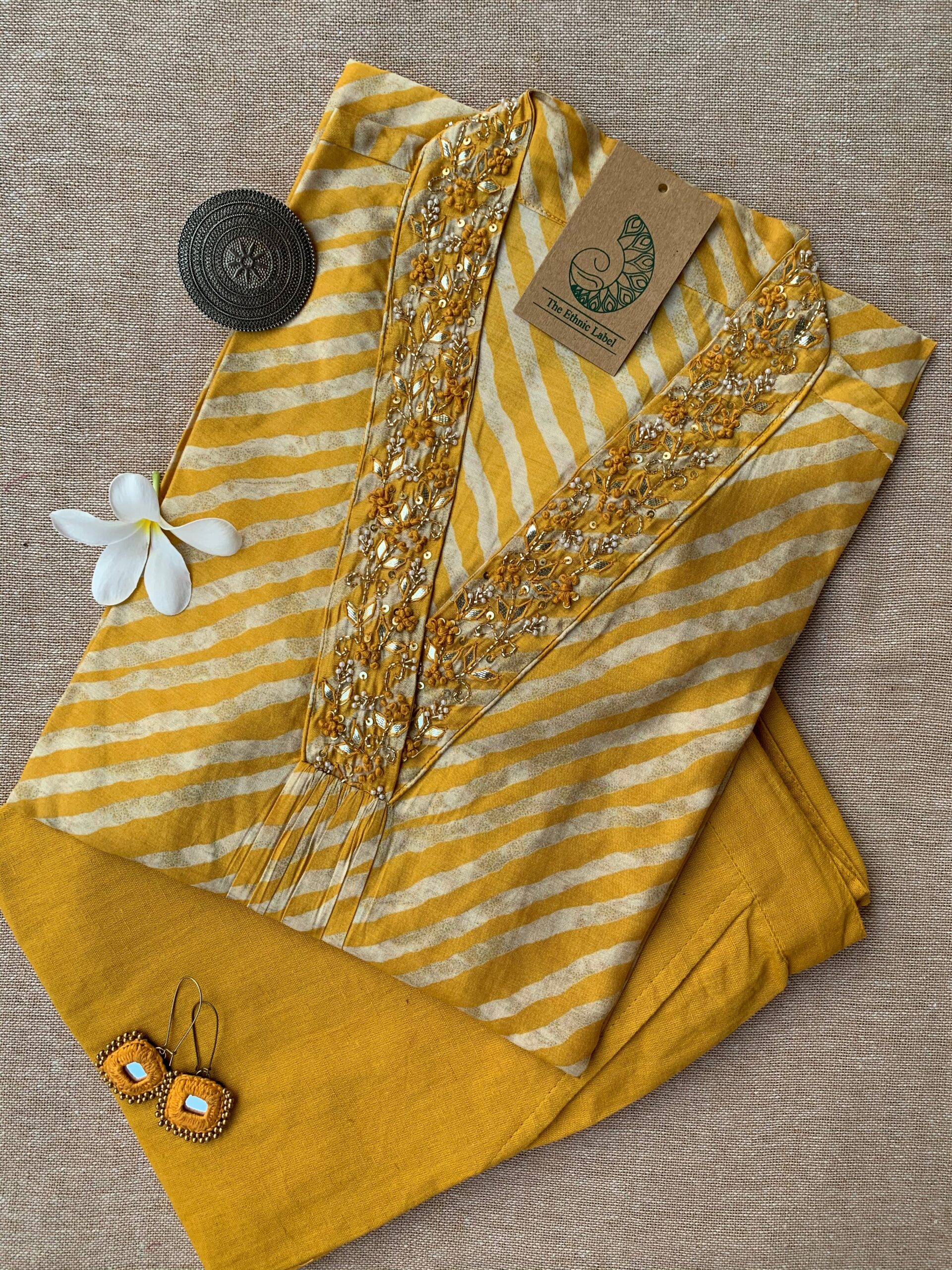 IMG_9923-scaled-1.jpg "Ubtan" Hand Embroidered Muslin Kurta Set(2pc) - Image 1