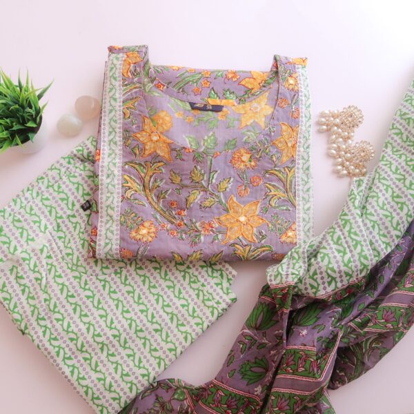 Mango Flower Cotton Suit