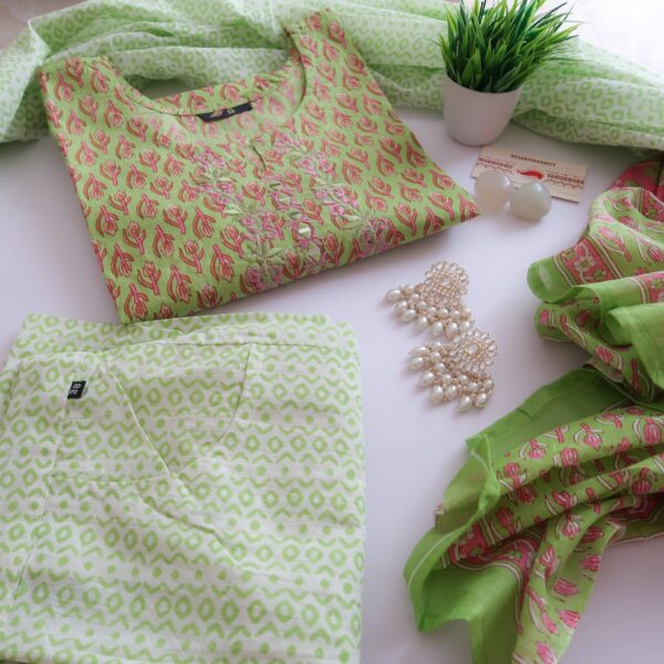 Spring Green Cotton Suit