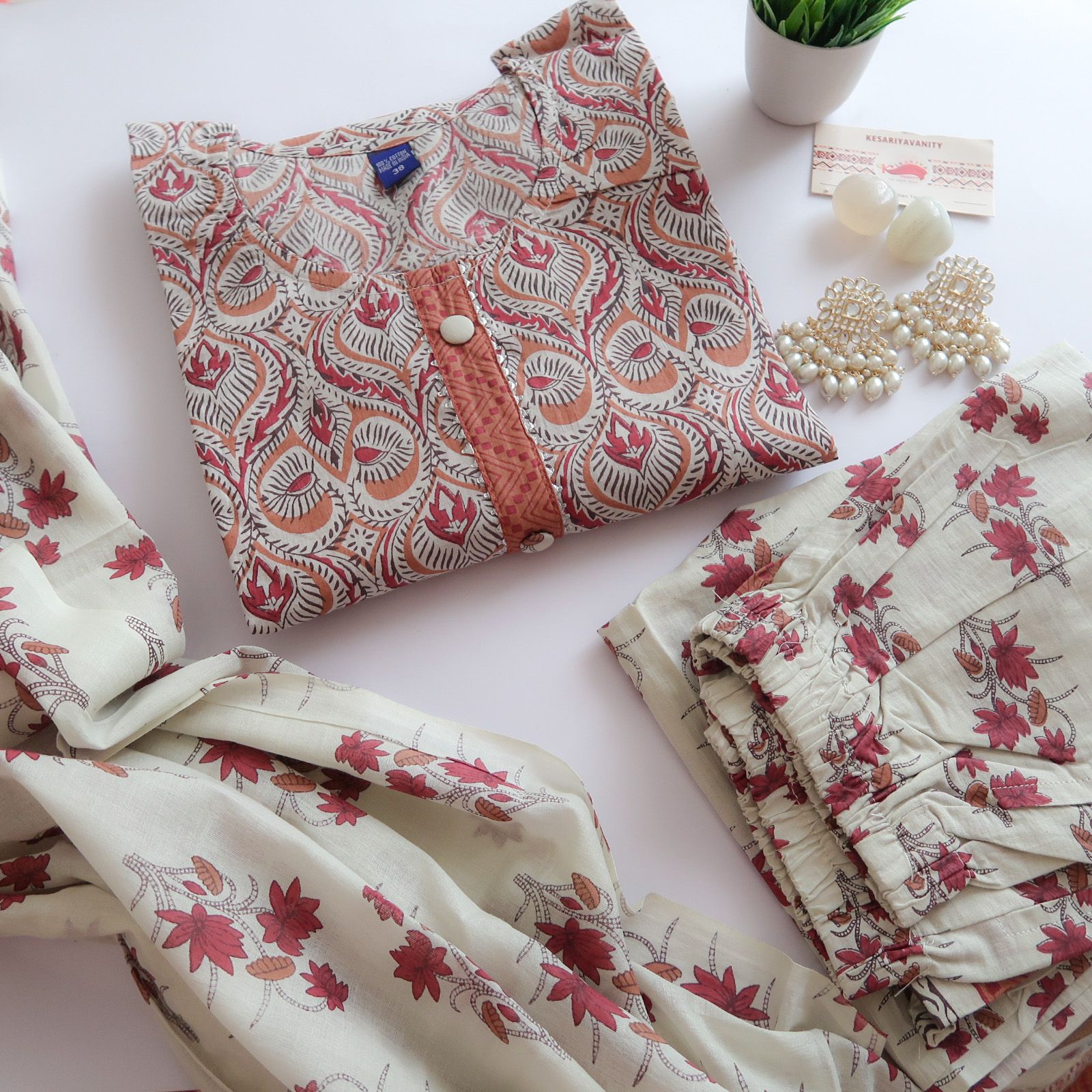 WhatsAppImage2023-04-29at4.30.01PM.jpg Floral Red Suit Set - Image 1