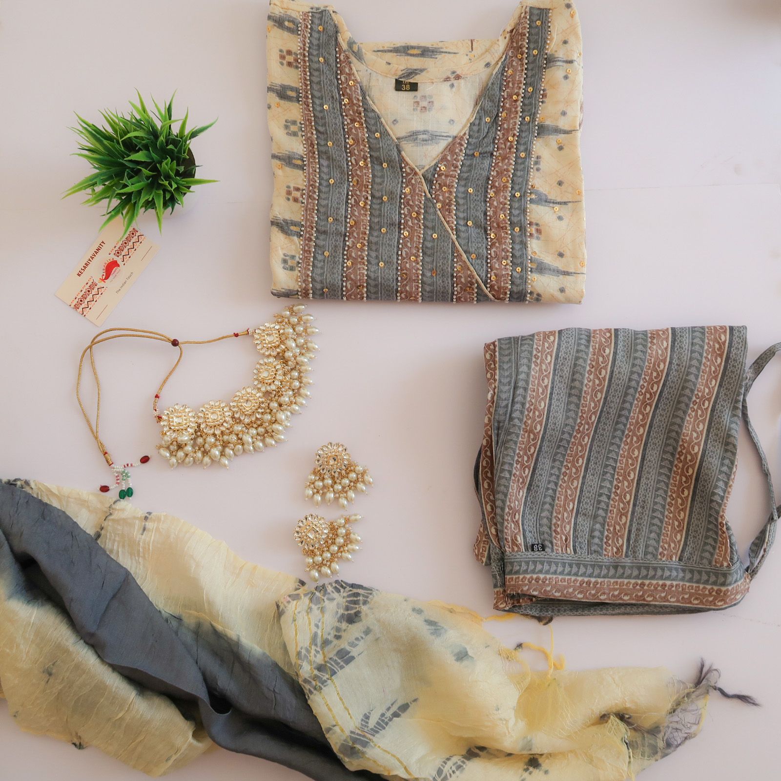 WhatsAppImage2023-05-11at5.14.07PM_1.jpg Fancy Beige Grey Suit Sets - Image 1